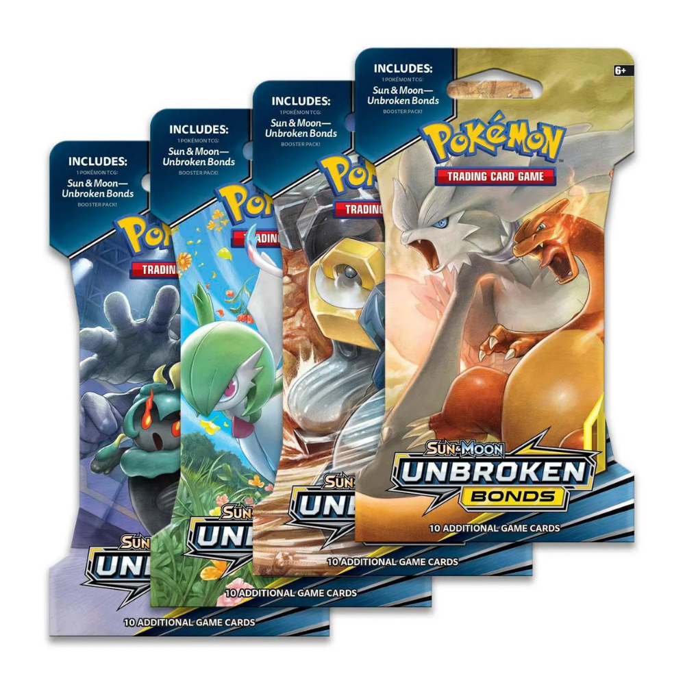 Pokemon SM10 Unbroken Bonds Sleeved Booster Pack (Complete 4 Pack Art Set)